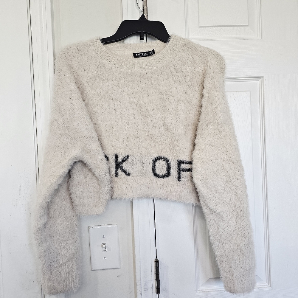 Nasty Gal HALF sweatshirt Size Small Soft Fuzzy Eyelash Like